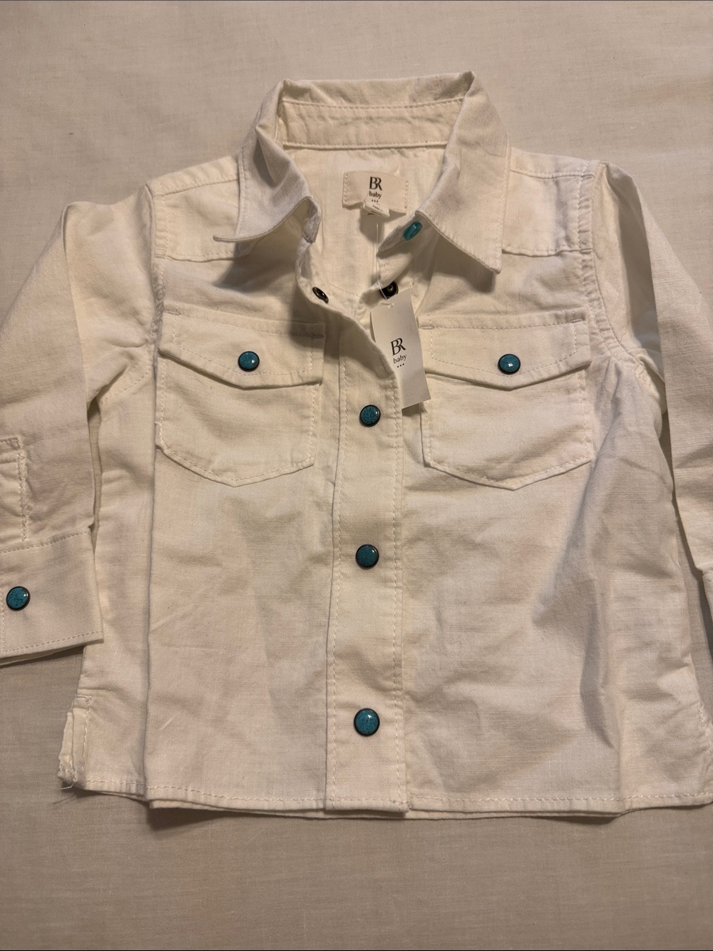 Banana Republic White western shirt with Turquoise Buttons